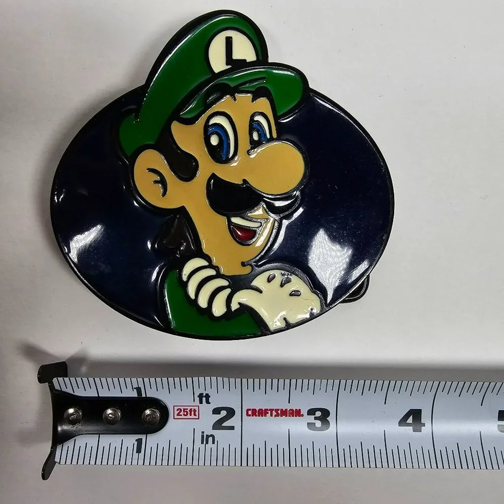 Luigi Metal Belt Buckle Blue Enamel 3